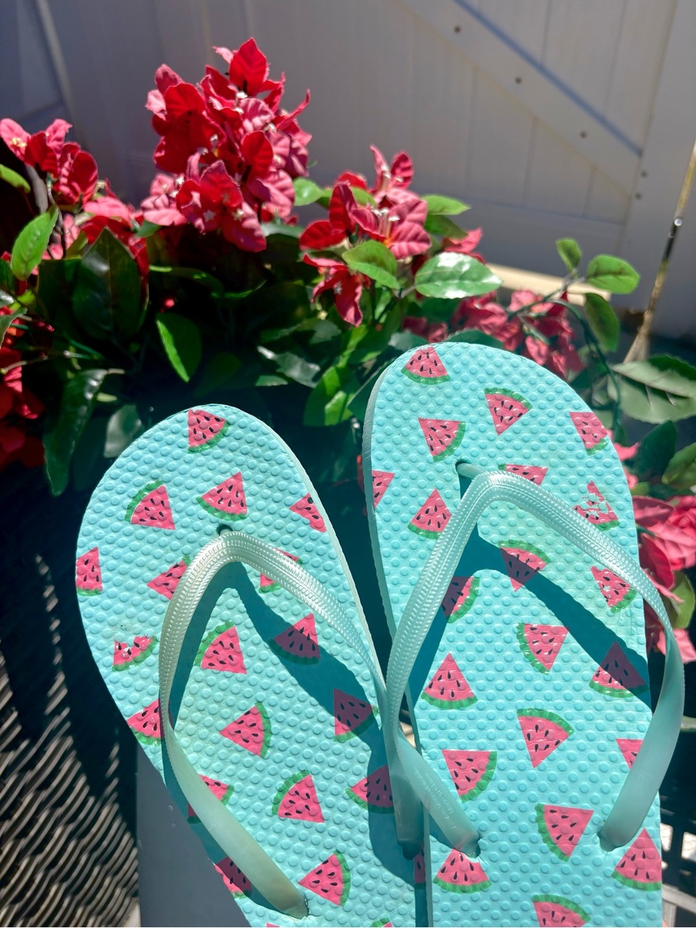 Light Blue Watermelon Print Flip Flops